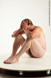 Nude Man White Sitting poses - simple Average Short Blond Sitting poses - ALL Realistic